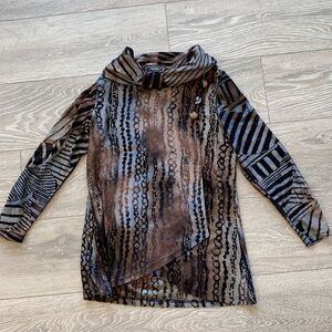 Cowl neck animal print top Size Small